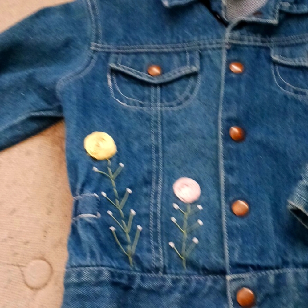 Jean jacket hand embroidered by me